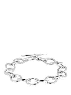 Andea Sterling Silver Oval Textured Bracelet, Silver