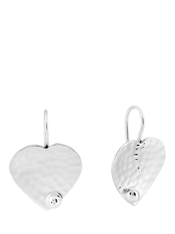 Andea Sterling Silver Textured Heart Drop Earrings, Silver, Silver