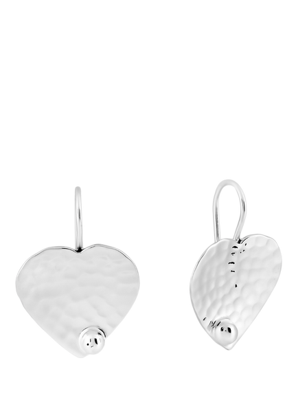 Andea Sterling Silver Textured Heart Drop Earrings, Silver, Silver