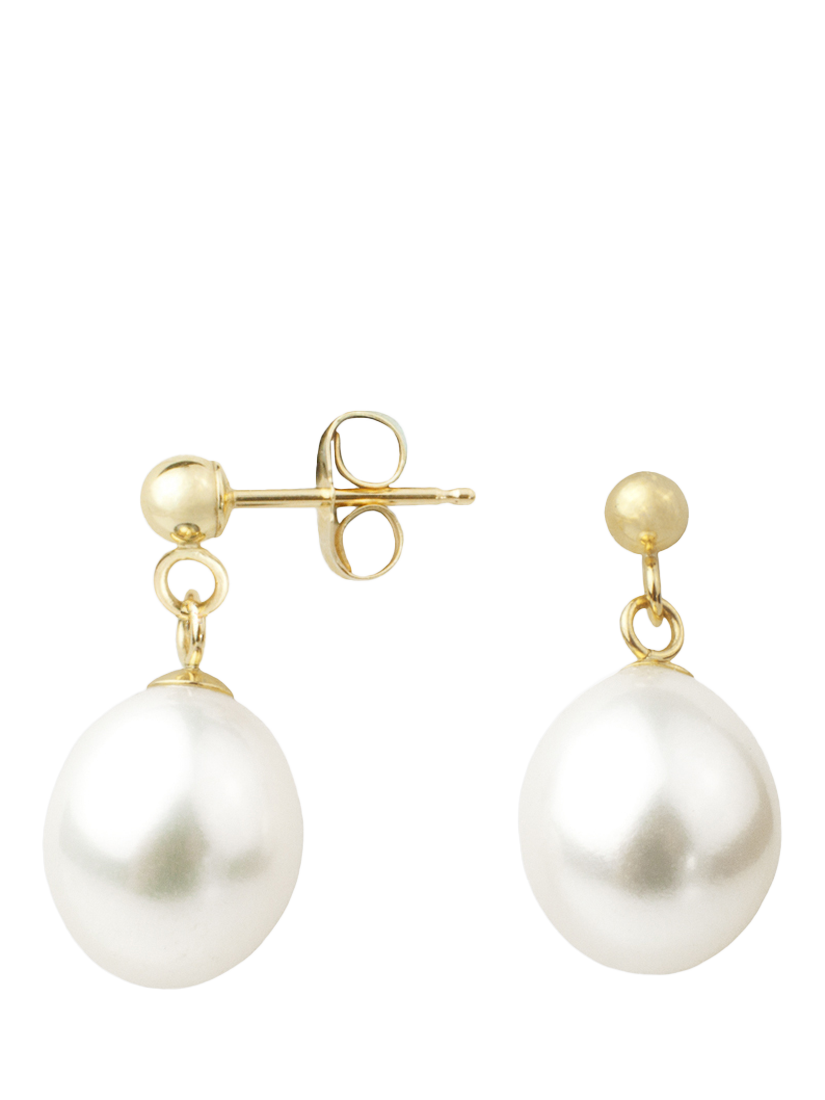Product image 1 of 3, which shows E.W Adams 9ct Gold Freshwater Pearl Drop Earrings, White