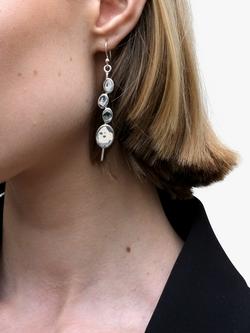 Andea Sterling Silver Art Deco Disc Earrings - view 2, Silver
