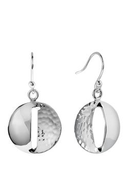 Andea Sterling Silver Round Smooth and Textured Drop Earrings, Silver, Silver