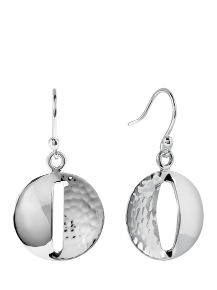 Andea Sterling Silver Round Smooth and Textured Drop Earrings, Silver, Silver