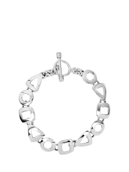 Andea Sterling Silver Assorted Cut Out Shapes Bracelet, Silver