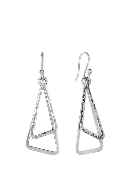 Andea Sterling Silver Double Triangle Drop Earrings, Silver