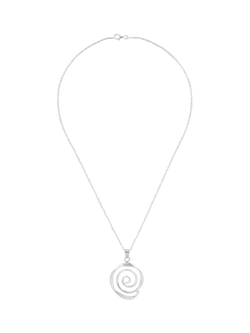 Andea Sterling Silver Sculptured Spiral Pendant Necklace, Silver