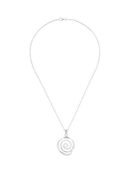 Andea Sterling Silver Sculptured Spiral Pendant Necklace, Silver