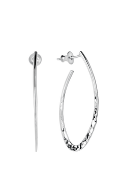 Andea Sterling Silver Smooth And Textured Long Oval Stud Earrings, Silver