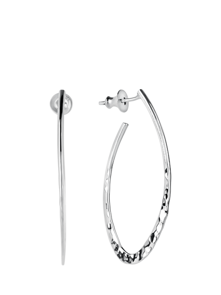 Andea Sterling Silver Smooth And Textured Long Oval Stud Earrings, Silver
