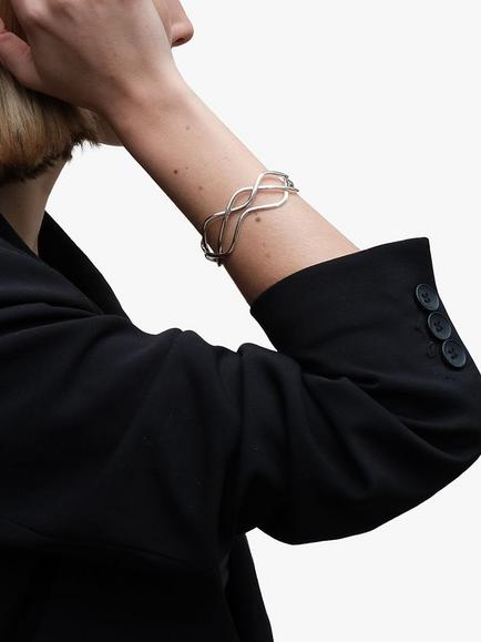 Andea Sterling Silver Woven Wire Cuff - view 2, Silver