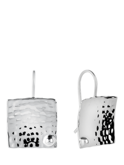 Andea Sterling Silver Textured Square Drop Earrings, Silver