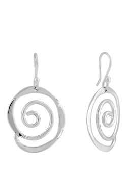 Andea Sterling Silver Sculptured Spiral Drop Earrings, Silver