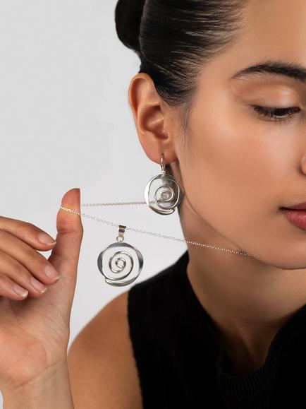 Andea Sterling Silver Sculptured Spiral Drop Earrings - view 2, Silver