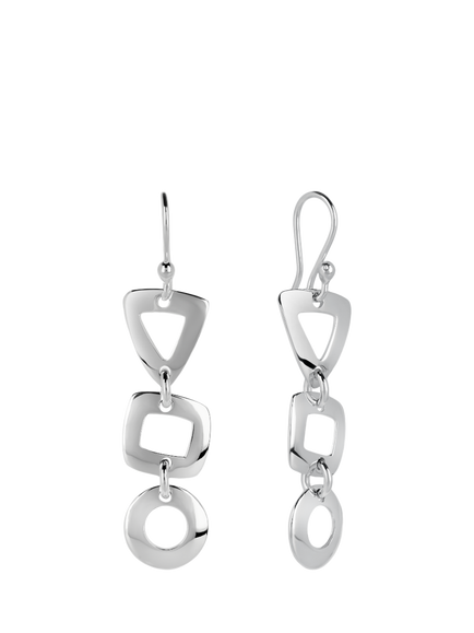 Andea Sterling Silver Geometric Cut Out Drop Earrings, Silver, Silver