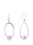 Andea Sterling Silver Oval and Ball Drop Earrings, Silver