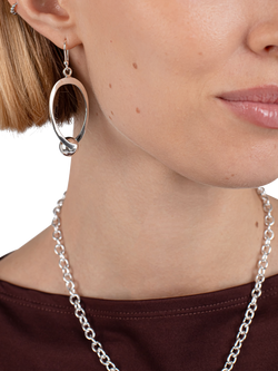 Andea Sterling Silver Oval and Ball Drop Earrings, Silver - view 2, Silver