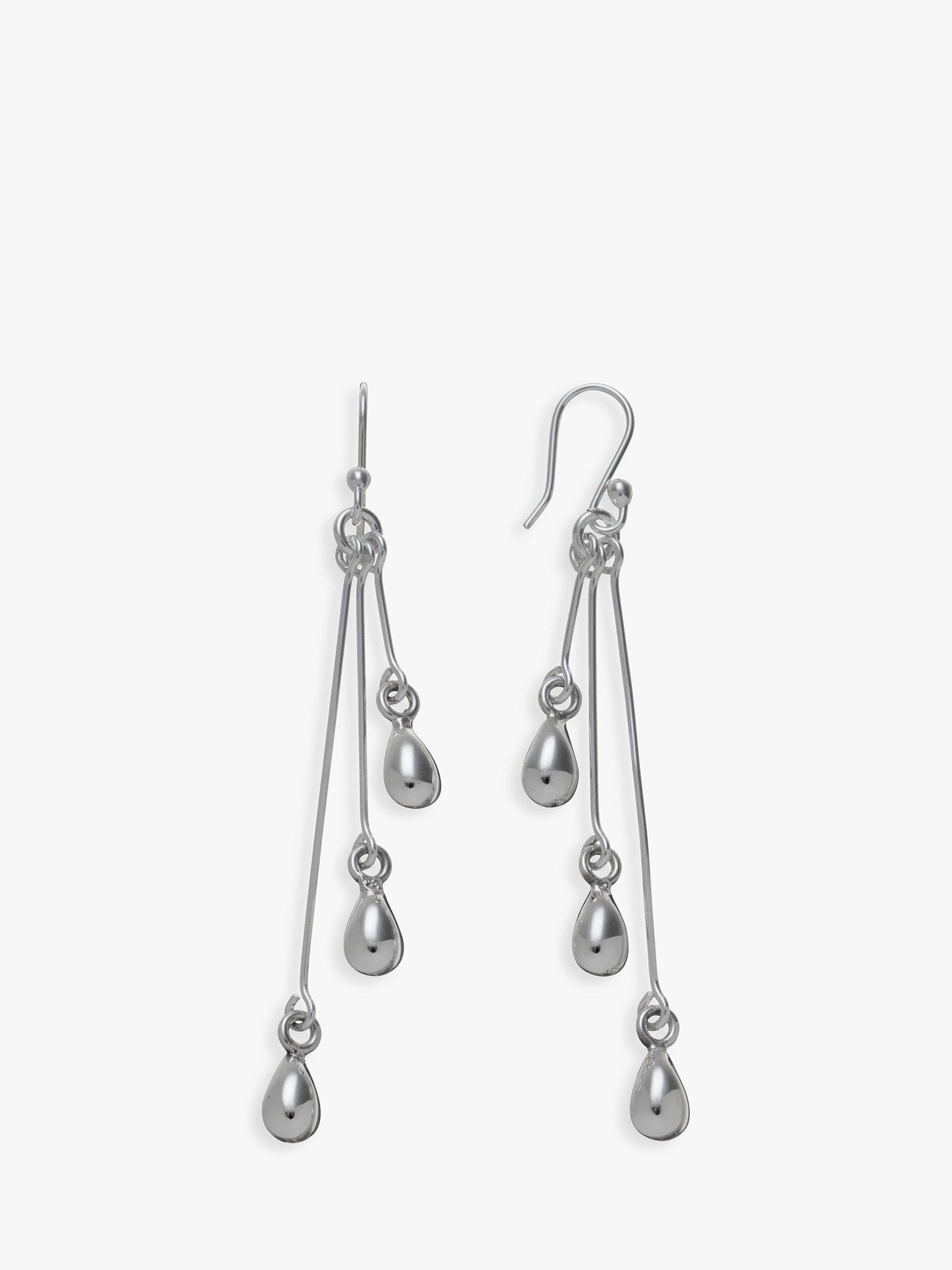 Andea Sterling Silver Three Tears Drop Earrings
