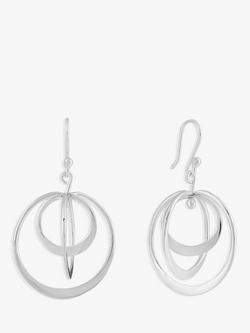 Andea Sterling Silver Spinning Hoop Drop Earrings, Silver, Silver