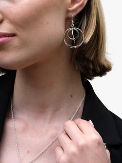 Andea Sterling Silver Spinning Hoop Drop Earrings, Silver - view 2, Silver