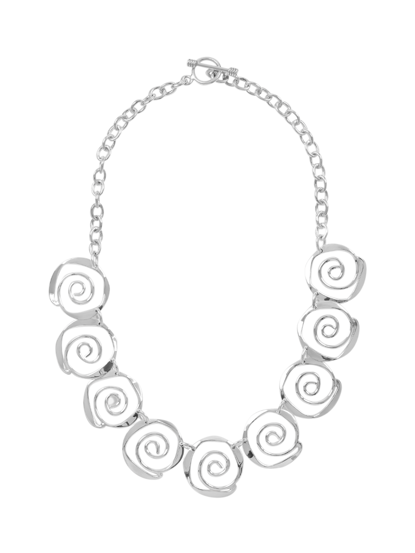 Product image 1 of 2, which shows Andea Sterling Silver Sculptured Spirals Necklace