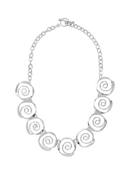 Andea Sterling Silver Sculptured Spirals Necklace, Silver