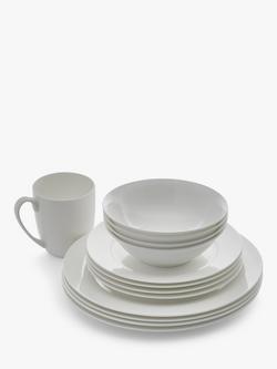 Royal Worcester Serendipity Bone China Dinnerware Set, 16 Piece, White, White