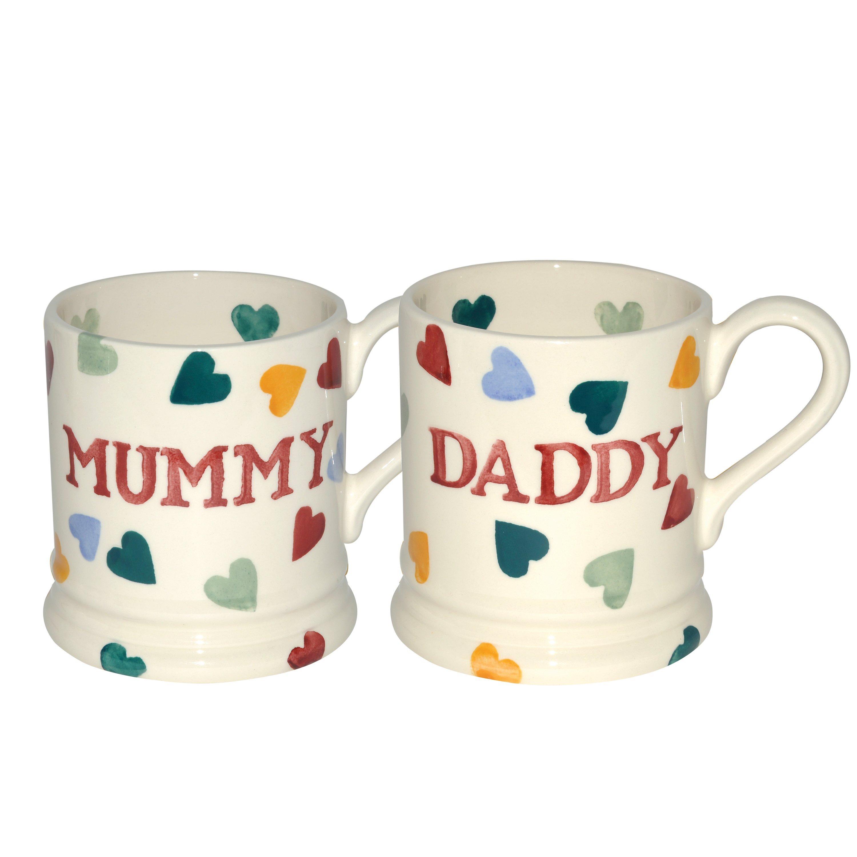 Emma Bridgewater Polka Hearts Mum & Dad Mugs, Set of 2