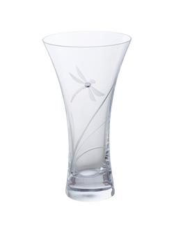 Dartington Crystal Glass Dragonfly Vase, Small, Clear