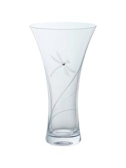 Dartington Crystal Dragonfly Vase, Large, H25cm, Clear, Clear