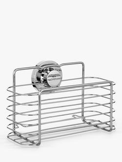 BlissHome Lock N Roll Rectangular Suction Shower Basket, Silver