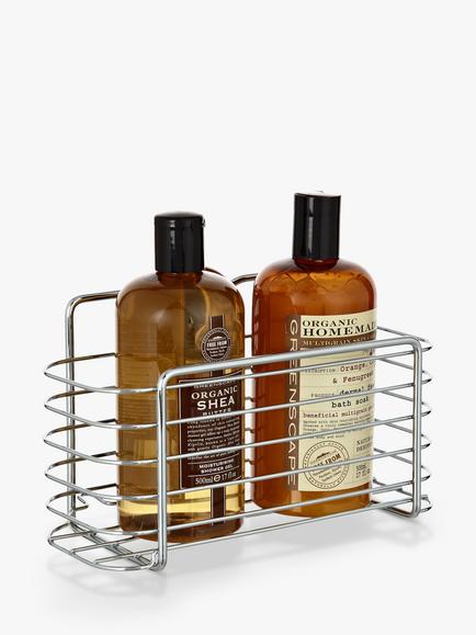 BlissHome Lock N Roll Rectangular Suction Shower Basket - view 2, Silver