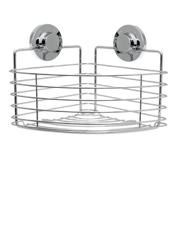 BlissHome Lock N Roll Corner Suction Shower Basket, Silver