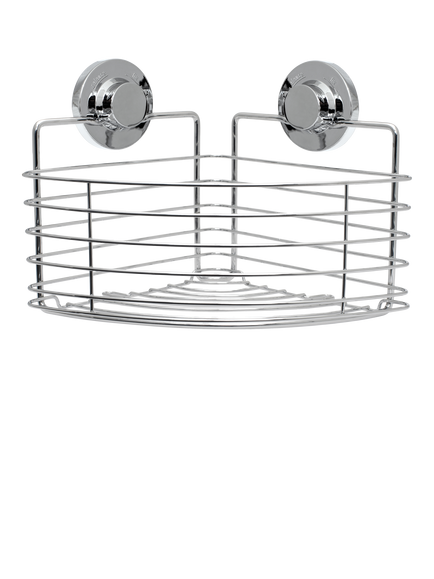 BlissHome Lock N Roll Corner Suction Shower Basket, Silver