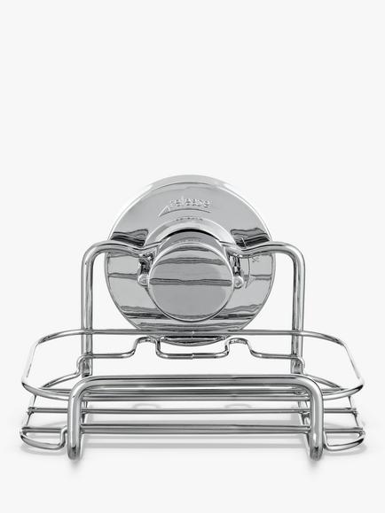 BlissHome Lock N Roll Suction Shower Soap Dish, Silver