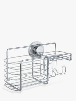 BlissHome Lock N Roll Combination Suction Shower Basket, Silver