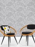 Mini Moderns Paisley Crescent Wallpaper, Concrete