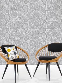 Mini Moderns Paisley Crescent Wallpaper - view 2, Concrete