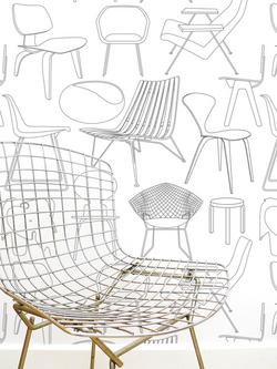 Mini Moderns "Sitting Comfortably?" Wallpaper, Snow - view 2, Snow