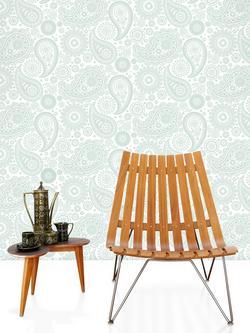 Mini Moderns Paisley Crescent Wallpaper - view 2, Verdigris