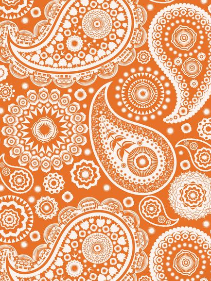 Mini Moderns Paisley Crescent Wallpaper, Tangerine