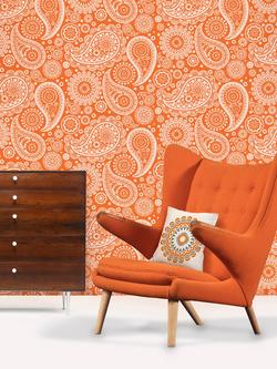 Mini Moderns Paisley Crescent Wallpaper - view 2, Tangerine