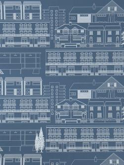 Mini Moderns "Do You Live In A Town?" Wallpaper, Blue