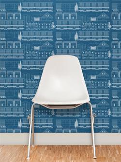 Mini Moderns "Do You Live In A Town?" Wallpaper - view 2, Blue