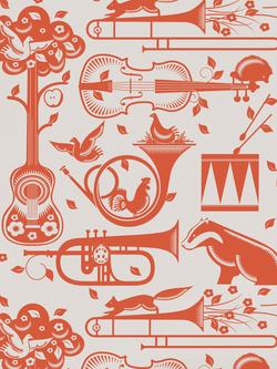 Mini Moderns Pet Sounds Wallpaper, Harvest Orange