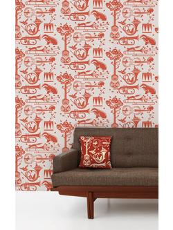 Mini Moderns Pet Sounds Wallpaper - view 2, Harvest Orange