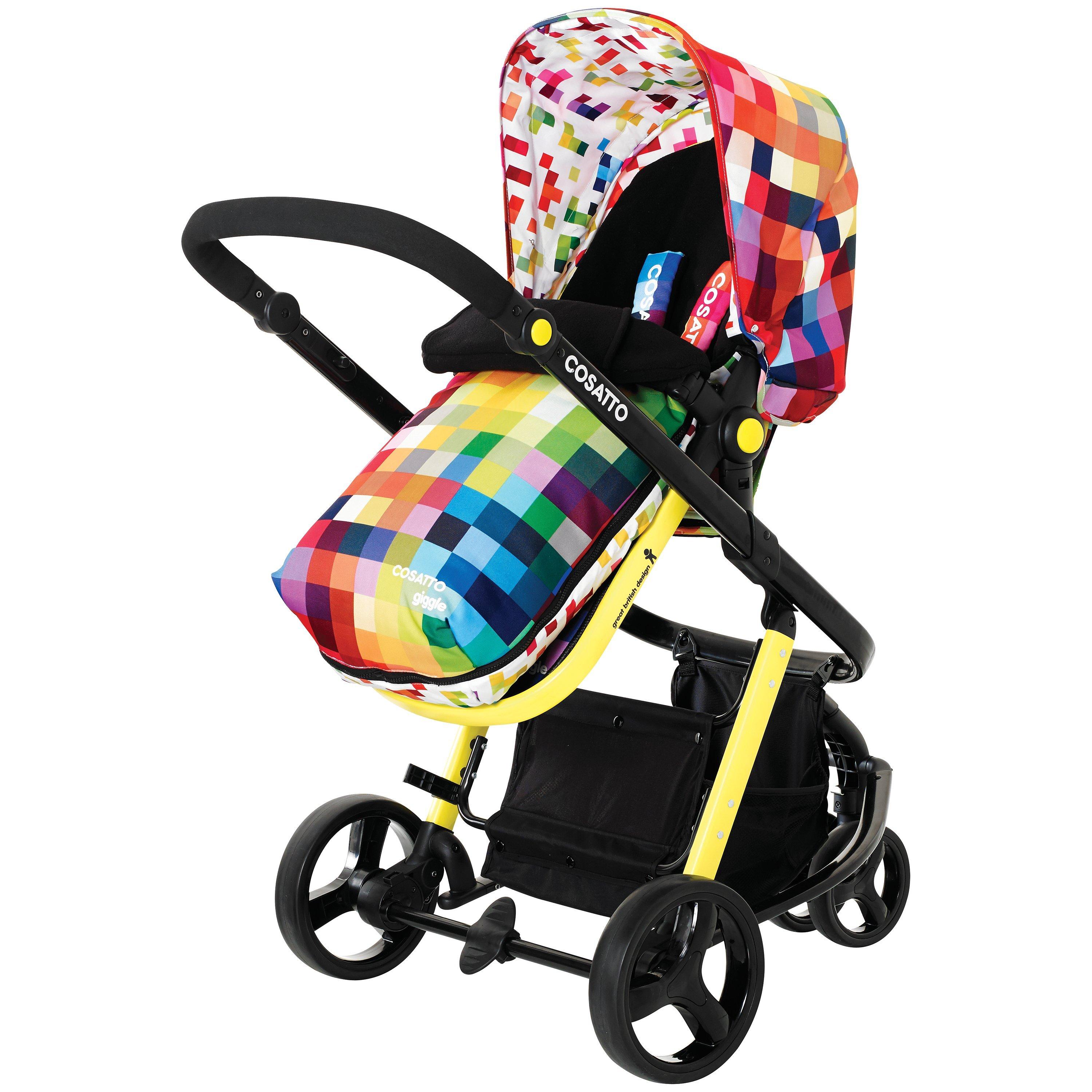 Cosatto Giggle 2 3 in 1 Travel System with Carrycot and Changing Bag Pixelate