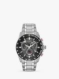 Citizen CB5898-59E Men's Eco-Drive Perpetual Calendar Chronograph Bracelet Strap Watch, Silver/Black