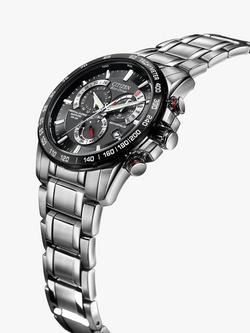 Citizen CB5898-59E Men's Eco-Drive Perpetual Calendar Chronograph Bracelet Strap Watch, Silver/Black - view 2, Silver/Black