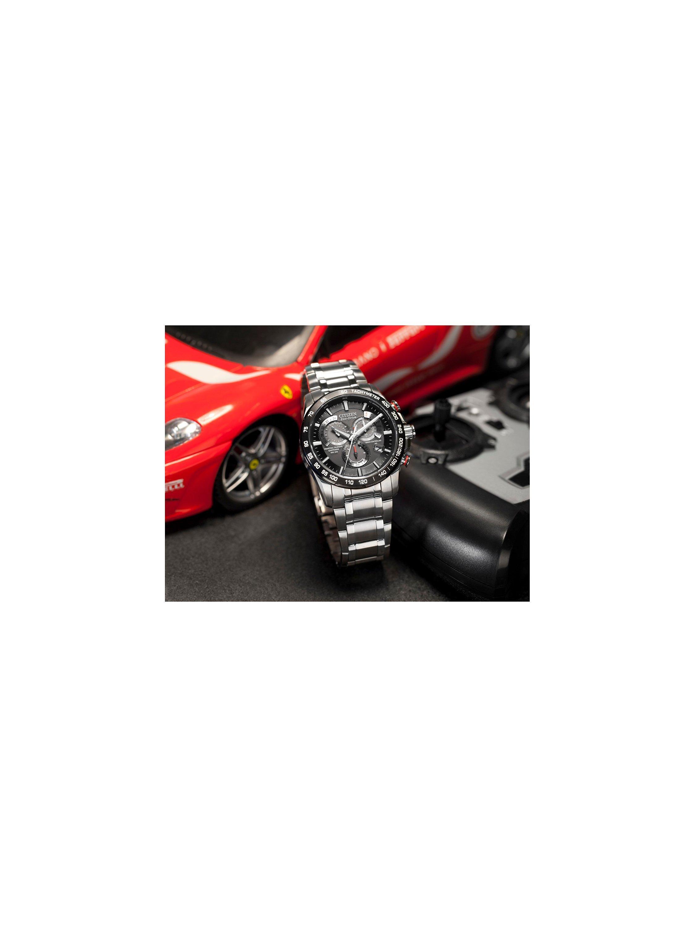 Product image 4 of 8, which shows Citizen CB5898-59E Men's Eco-Drive Perpetual Calendar Chronograph Bracelet Strap Watch, Silver/Black