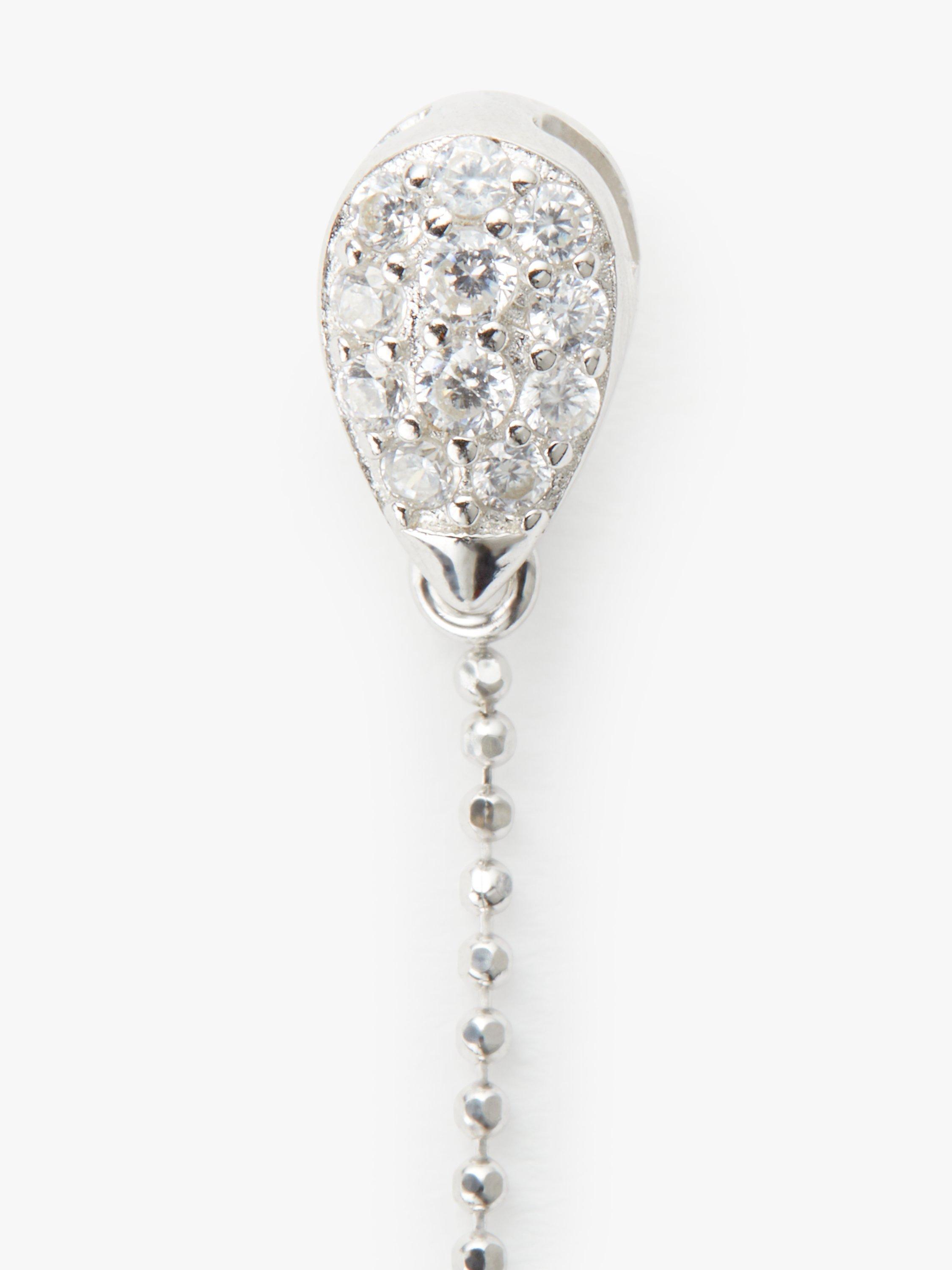 Product image 4 of 5, which shows Lido Long Oval Pearl Drop Cubic Zirconia Set Stud Earrings, Silver/White
